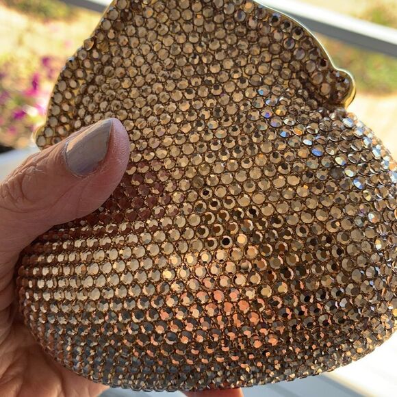 Gold crystal rhinestone mini sparkle evening bag - Picture 12 of 14